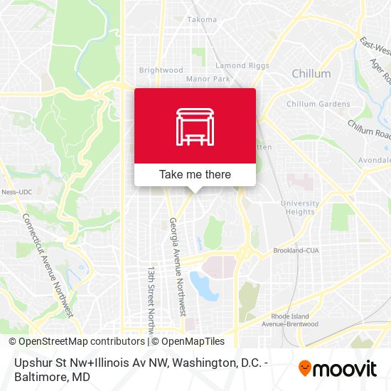 Upshur St Nw+Illinois Av NW map