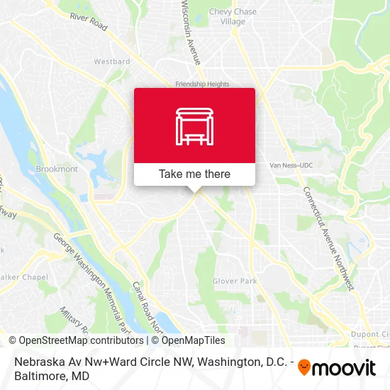 Nebraska Av Nw+Ward Circle NW map