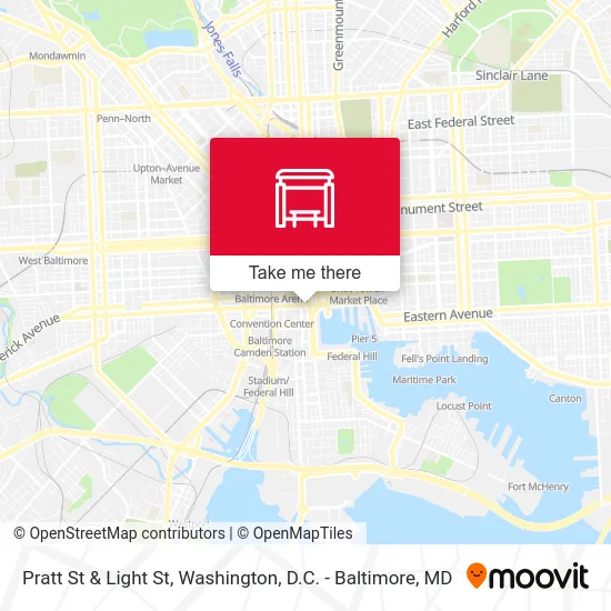 Pratt St & Light St map