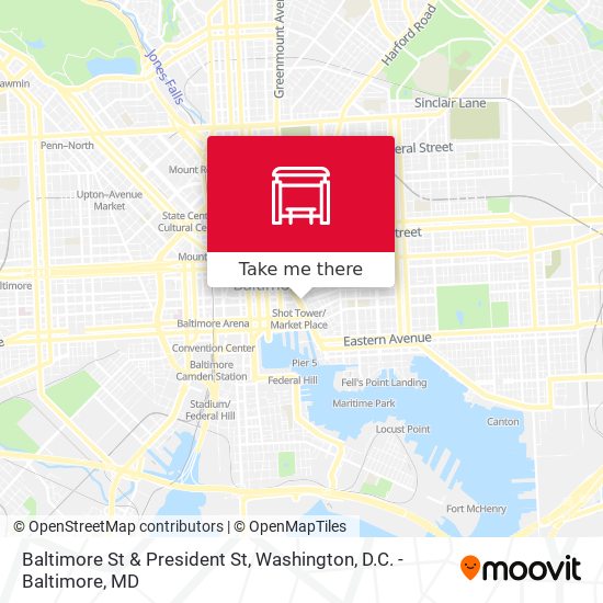 Baltimore St & President St map