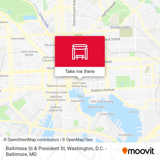 Baltimore St & President St map