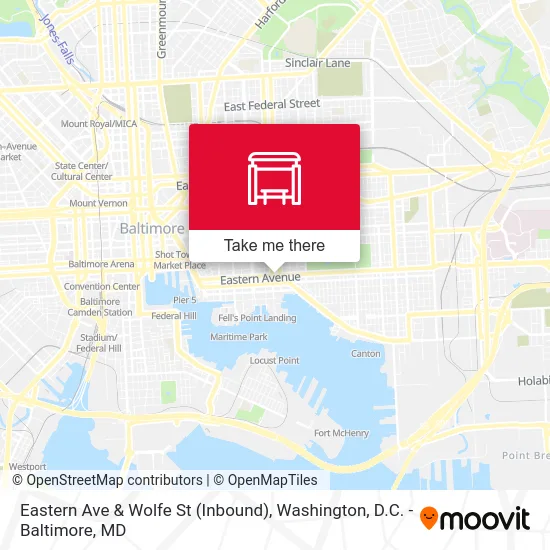 Eastern Ave & Wolfe St (Inbound) map