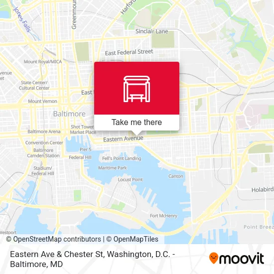 Eastern Ave & Chester St map