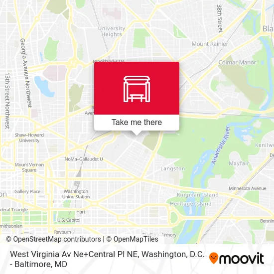 Mapa de West Virginia Av Ne+Central Pl NE