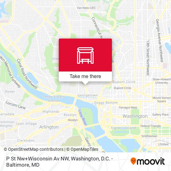 Mapa de P St Nw+Wisconsin Av NW