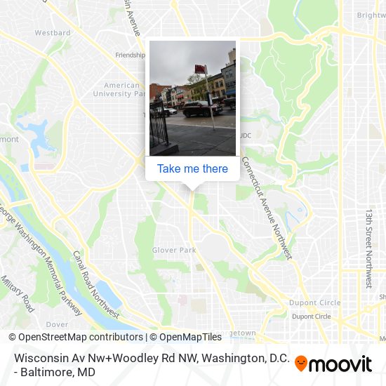 Mapa de Wisconsin Av Nw+Woodley Rd NW