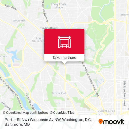 Porter St Nw+Wisconsin Av NW map