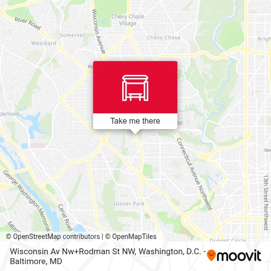 Wisconsin Av Nw+Rodman St NW map