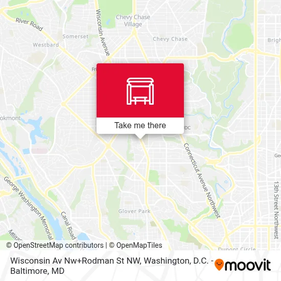 Wisconsin Av Nw+Rodman St NW map