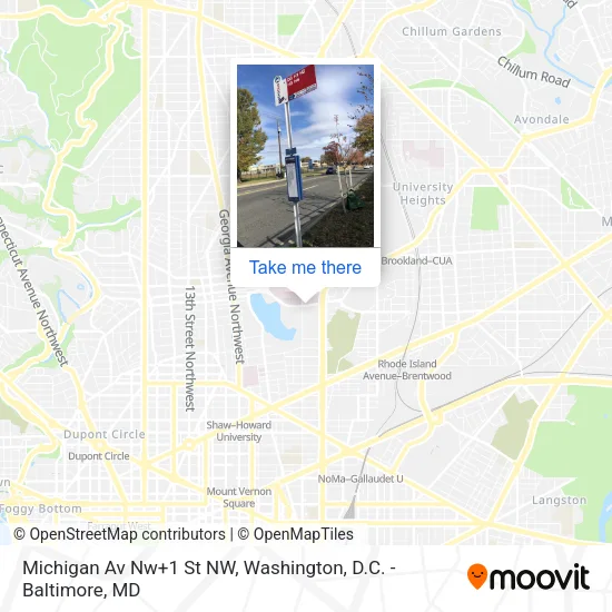 Michigan Av Nw+1 St NW map