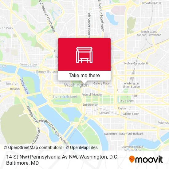 Mapa de 14 St Nw+Pennsylvania Av NW