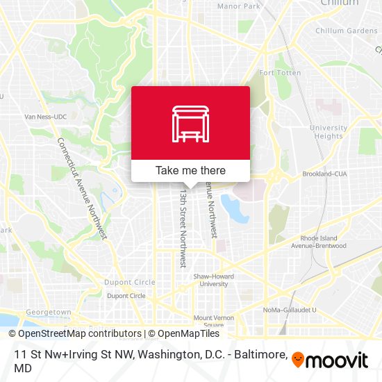 11 St Nw+Irving St NW map