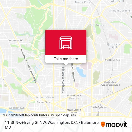 Mapa de 11 St Nw+Irving St NW