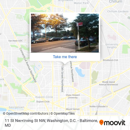 Mapa de 11 St Nw+Irving St NW