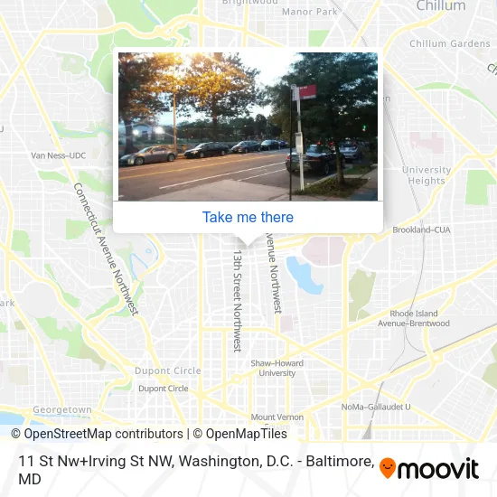 Mapa de 11 St Nw+Irving St NW