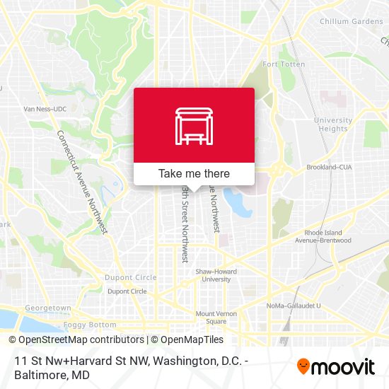 11 St Nw+Harvard St NW map