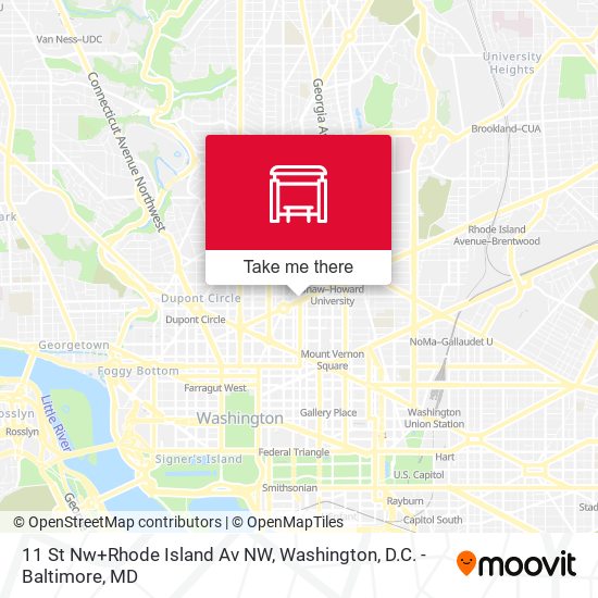 11 St Nw+Rhode Island Av NW map
