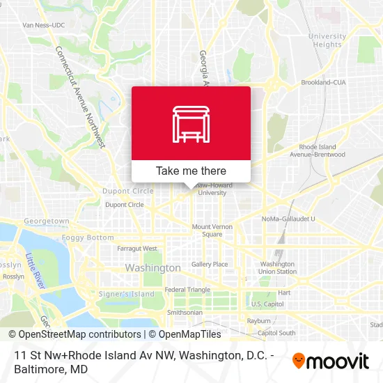11 St Nw+Rhode Island Av NW map