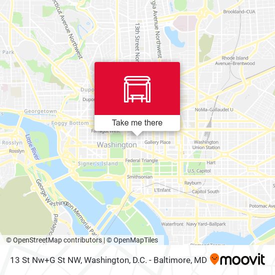13 St Nw+G St NW map