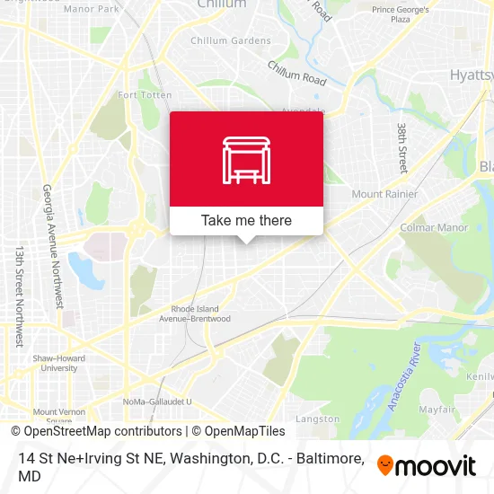 14 St Ne+Irving St NE map