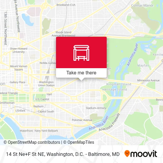 14 St Ne+F St NE map