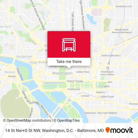 Mapa de 14 St Nw+G St NW
