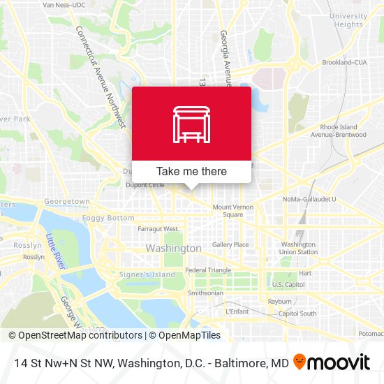 Mapa de 14 St Nw+N St NW