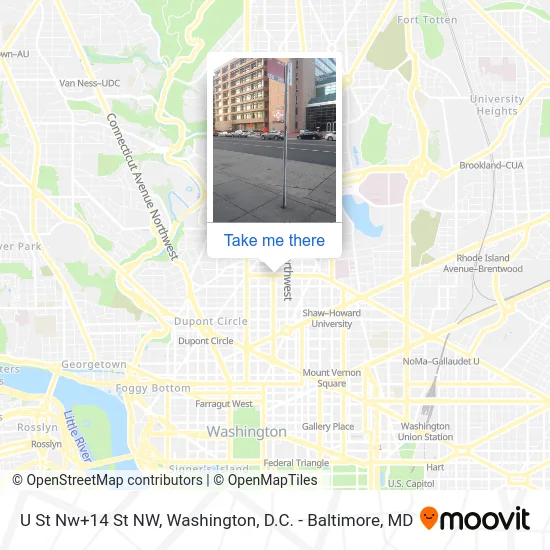 U St Nw+14 St NW map