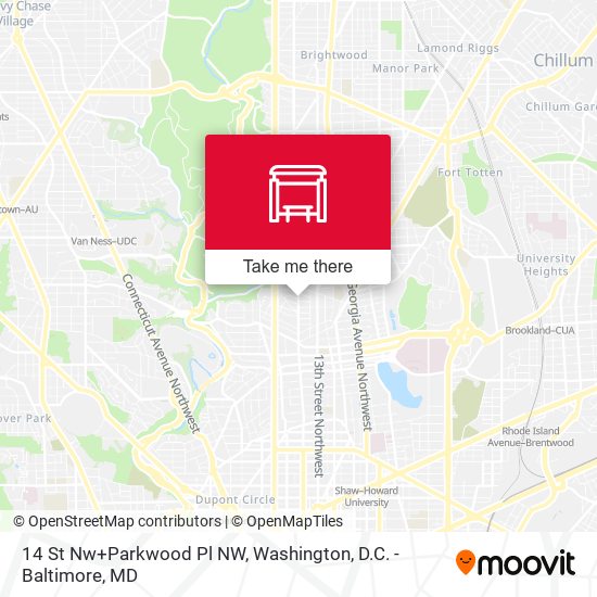 Mapa de 14 St Nw+Parkwood Pl NW