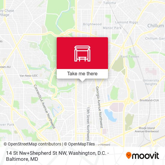 Mapa de 14 St Nw+Shepherd St NW