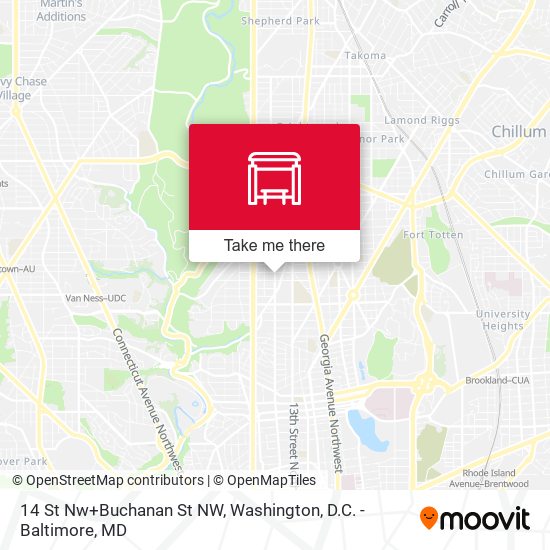 Mapa de 14 St Nw+Buchanan St NW