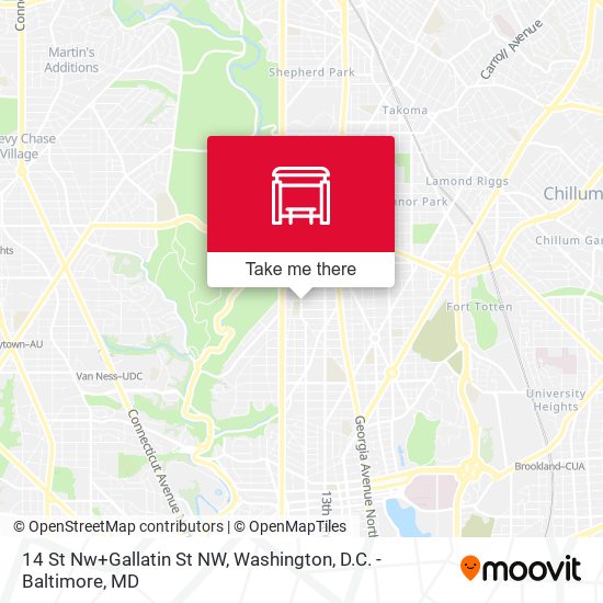 Mapa de 14 St Nw+Gallatin St NW