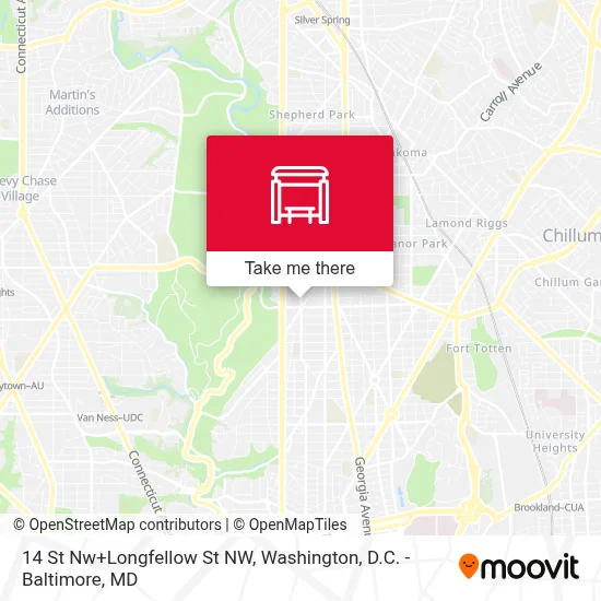14 St Nw+Longfellow St NW map