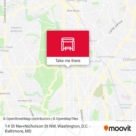 Mapa de 14 St Nw+Nicholson St NW