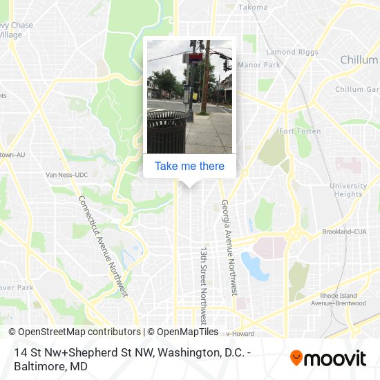 Mapa de 14 St Nw+Shepherd St NW