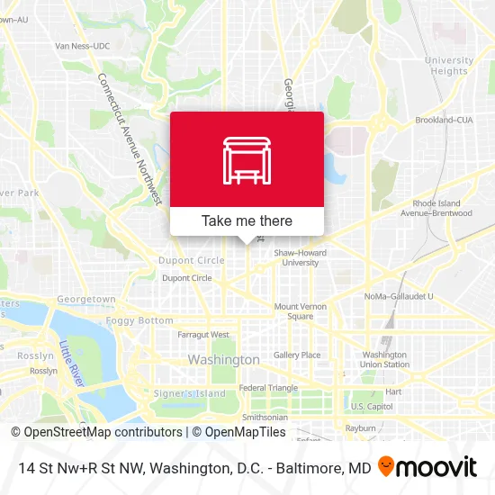 14 St Nw+R St NW map