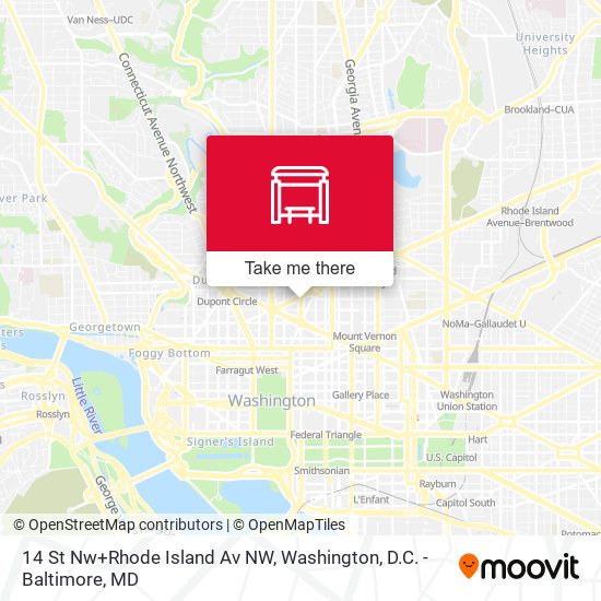 Mapa de 14 St Nw+Rhode Island Av NW