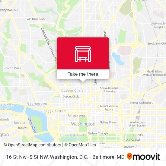 16 St Nw+S St NW map