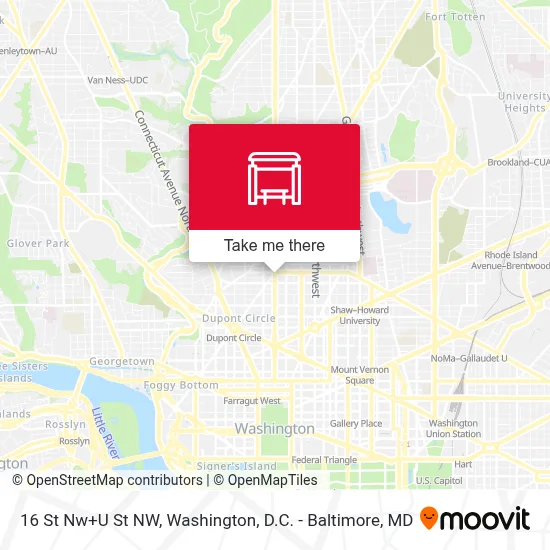 16 St Nw+U St NW map