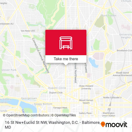 Mapa de 16 St Nw+Euclid St NW