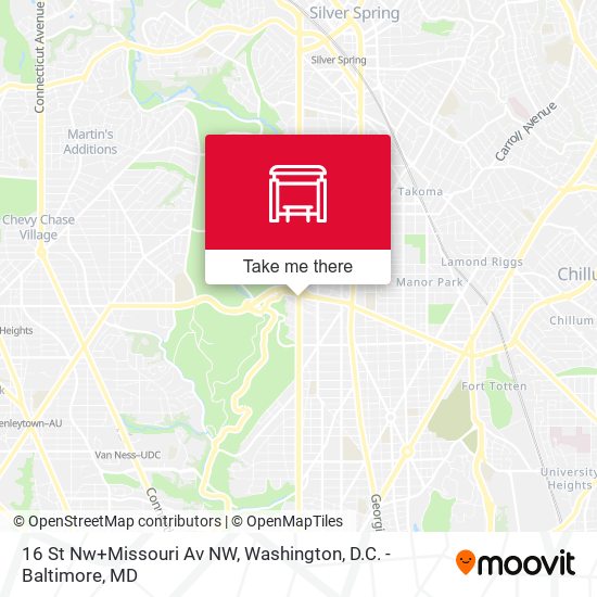 Mapa de 16 St Nw+Missouri Av NW