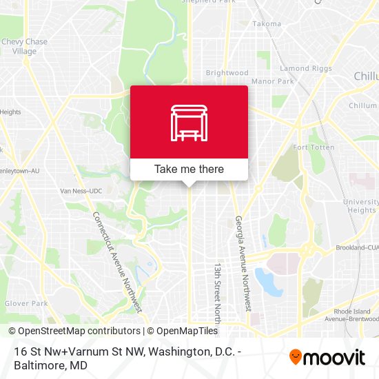 Mapa de 16 St Nw+Varnum St NW