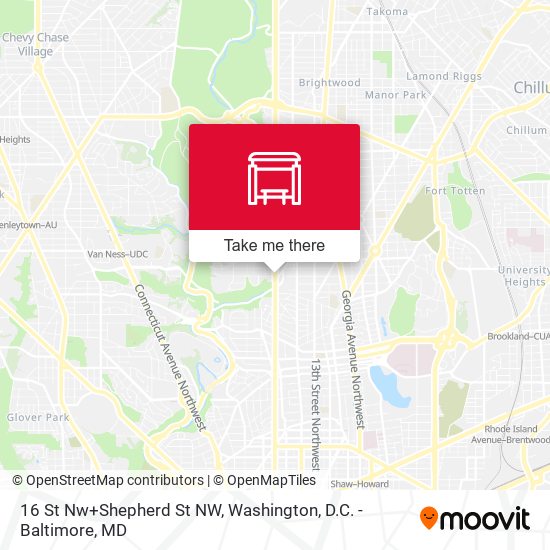 16 St Nw+Shepherd St NW map