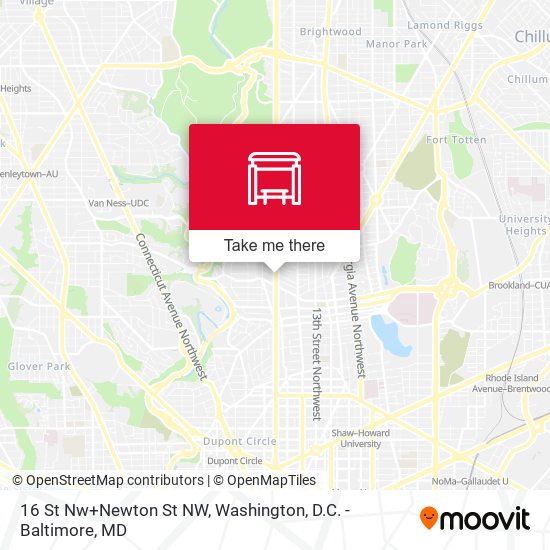 Mapa de 16 St Nw+Newton St NW