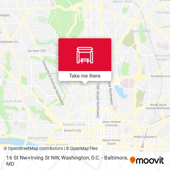 16 St Nw+Irving St NW map
