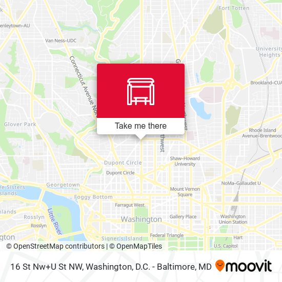 Mapa de 16 St Nw+U St NW