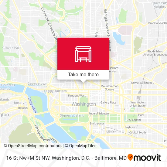 16 St Nw+M St NW map