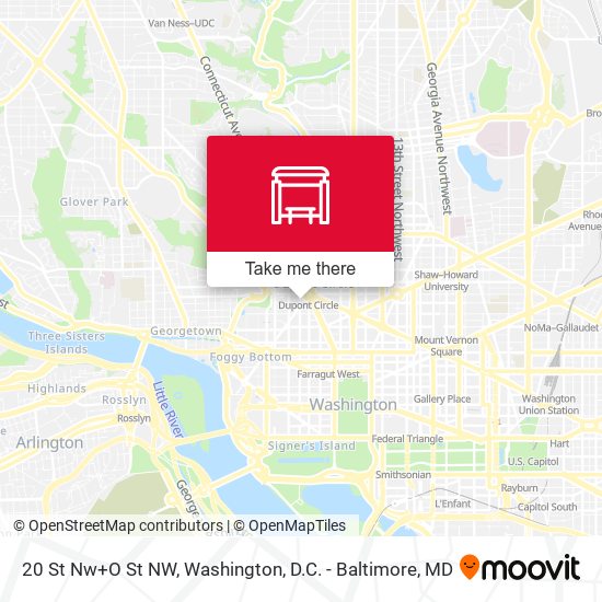 20 St Nw+O St NW map