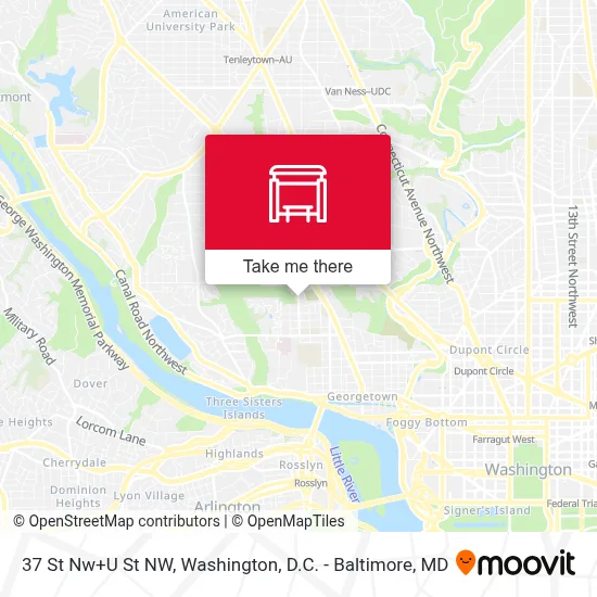 37 St Nw+U St NW map