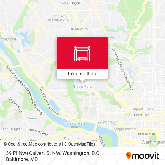 39 Pl Nw+Calvert St NW map